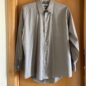 Enro Micro Pima Button Down Dress Shirt Mens Size 17.5 34/35 Mini‎ Checked Brown